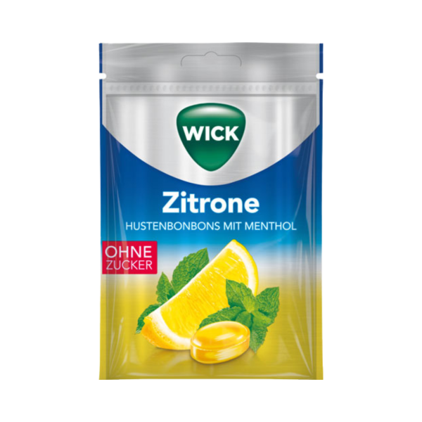 Wick Zitrone zuckerfrei, Hustenbonbons mit Menthol